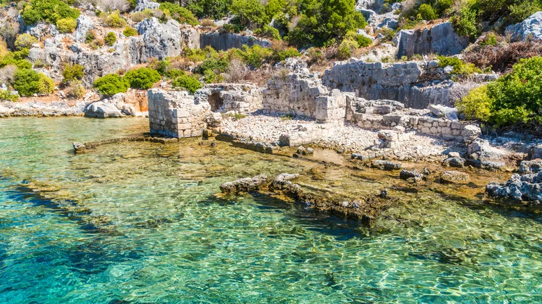 Part of ancient submerged city on Kekova Island in Turkey