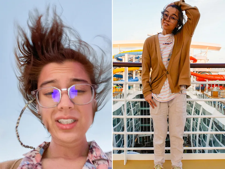 the author reacts to wind on the wonder of the seas world's largest cruise ship