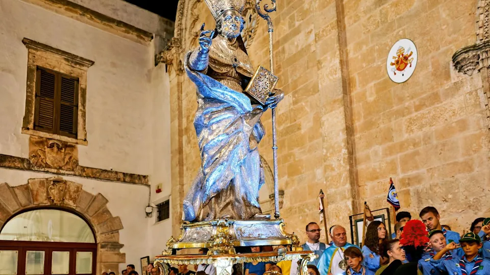 Apulia Puglia Italy. Ostuni. Festival of Saint Orontius. Procession with the statue of the Saint - Date: 26 - 08 - 2022
