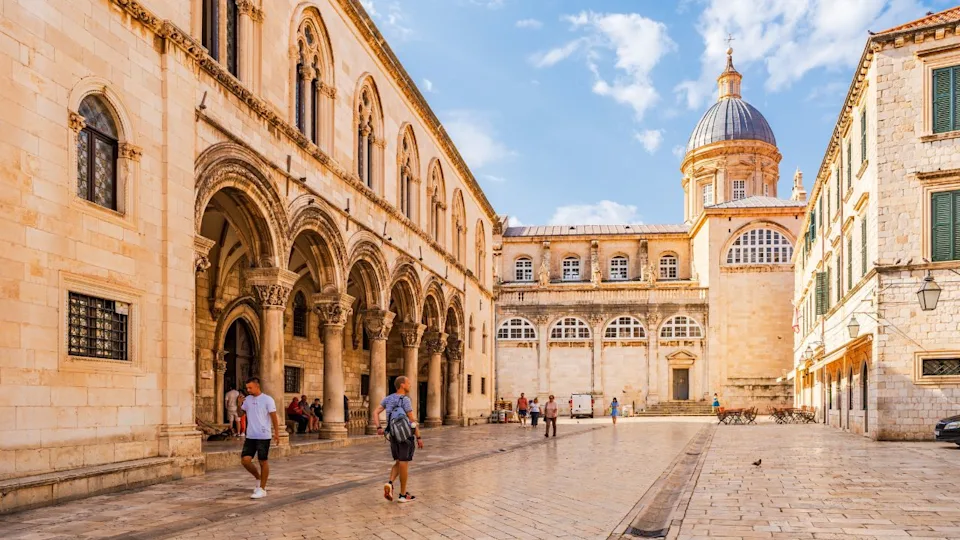 DUBROVNIK, CROATIA - JUNE 27, 2024: View of the Rector's Palace in Dubrovnik's Old Town. The palace served as the seat of the Rector of the Republic of Ragusa between the 14th century and 1808