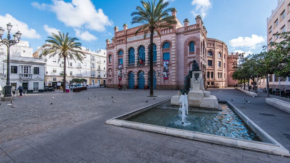 Cadiz, Spain - March 24, 2017: Streets and architecture of beautiful tourist destination city of Cadiz in andalucia region in Spain.