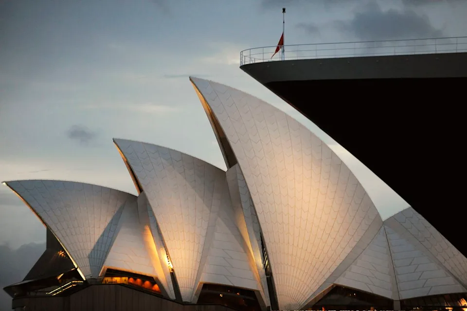 James Morgan/Cunard The bow of the Queen Mary 2 seen at the Sydney Opera House in Sydney, Australia.
