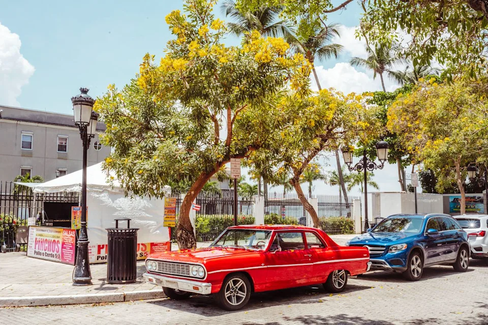 Taylor McIntyre/Travel + Leisure A vintage car in San Juan.