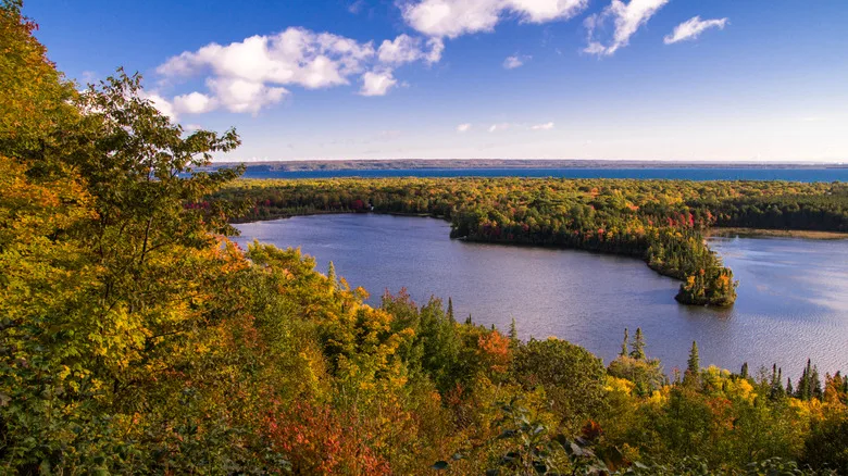 Fall foliage shadowing Spectacle Lake and Lake Superior