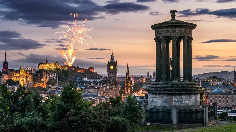 Fireworks over the Edinburgh skyline