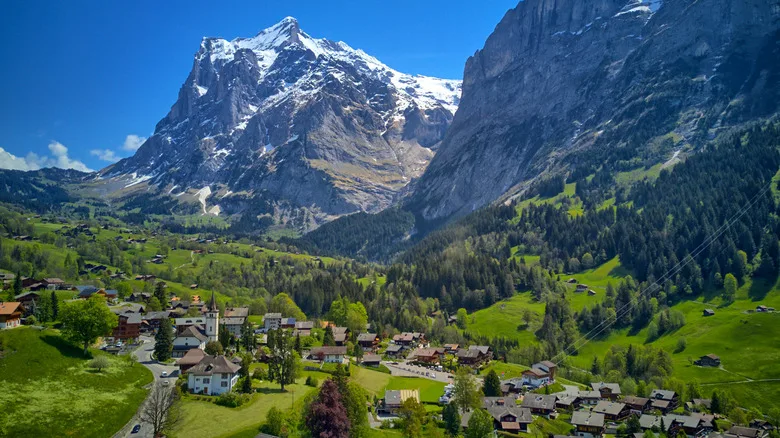 Aerial view of Grindelwald, Switzerland