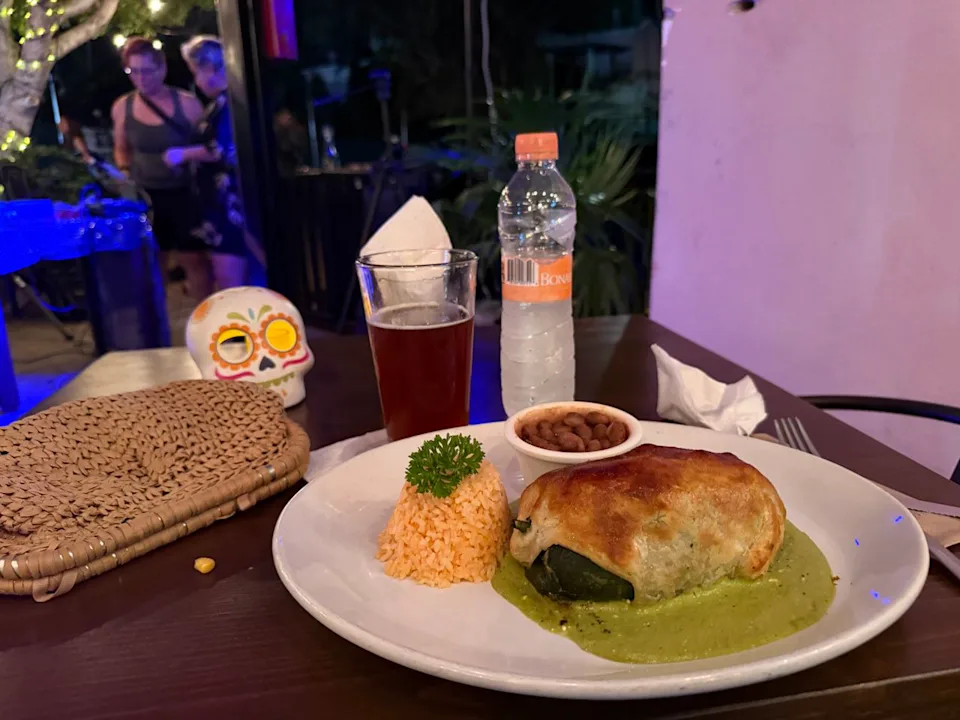 Annabelle Canela The stuffed poblano pepper with a recommended IPA pairing.