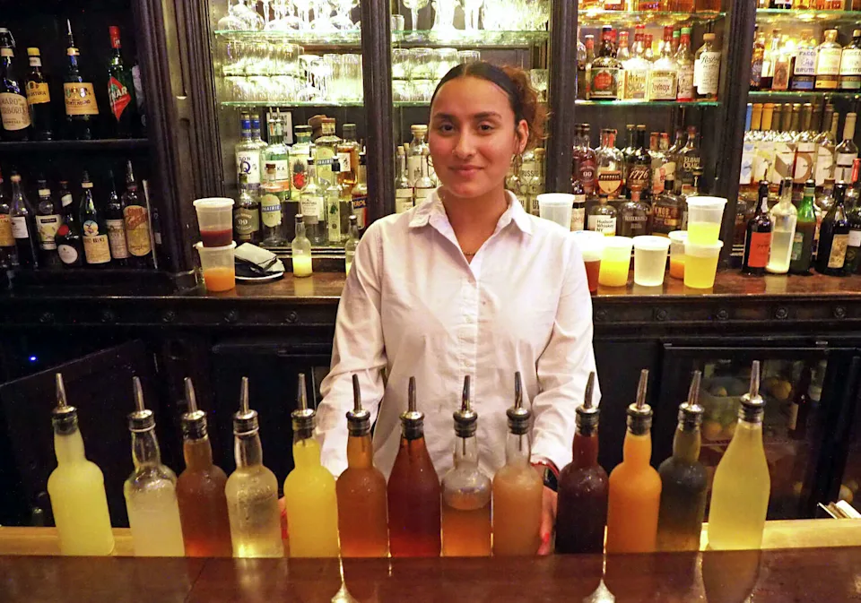 Bartender Silveria Esquivel at the newly renovated bar Ordinary, situated inside the Taft building in downtown New Haven, Conn., on Tuesday July 23, 2024. (Christian Abraham/Hearst Connecticut Media)