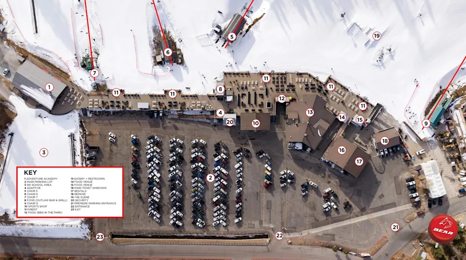 Bear Mountain base area map. (Courtesy of Big Bear Mountain Resorts)
