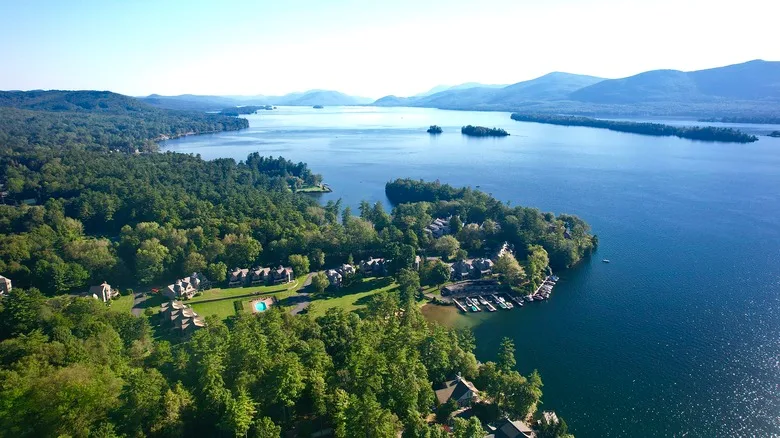 Mountain scenery behind Lake George in upstate New York