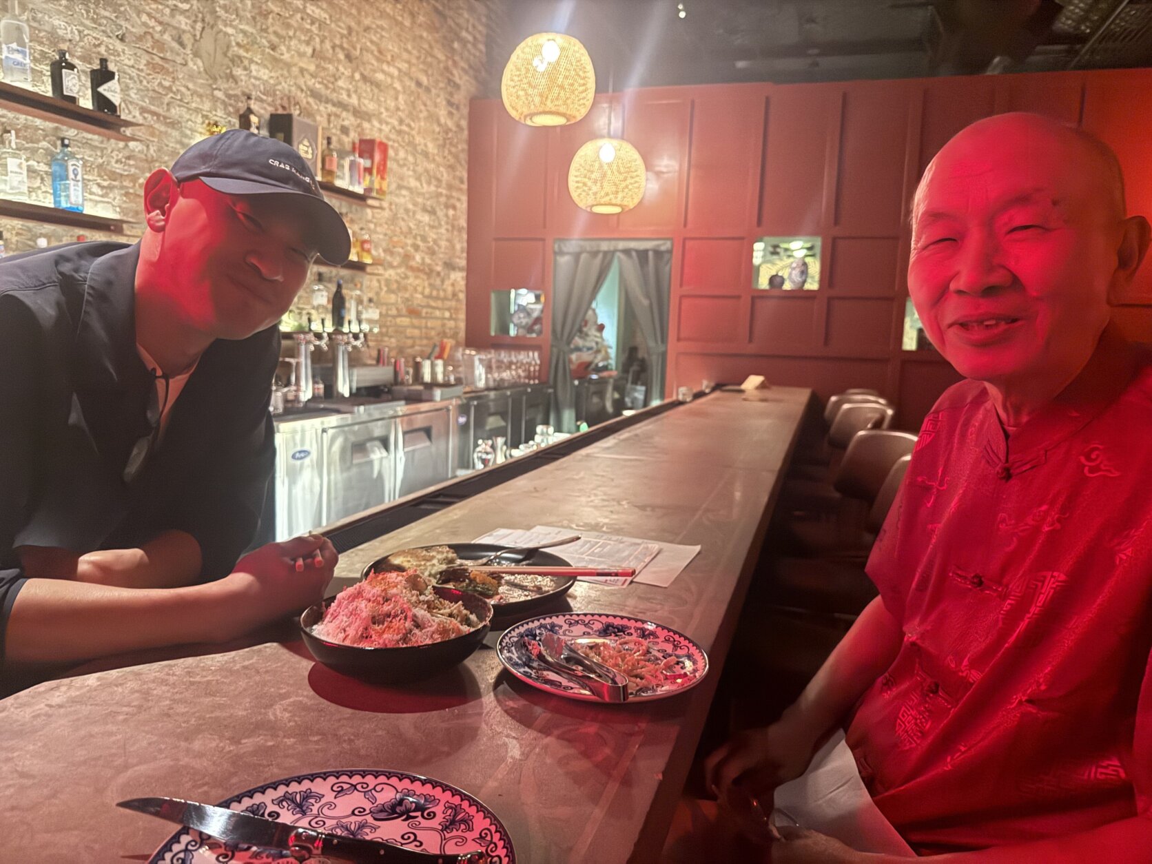 two people eating in a restaurant