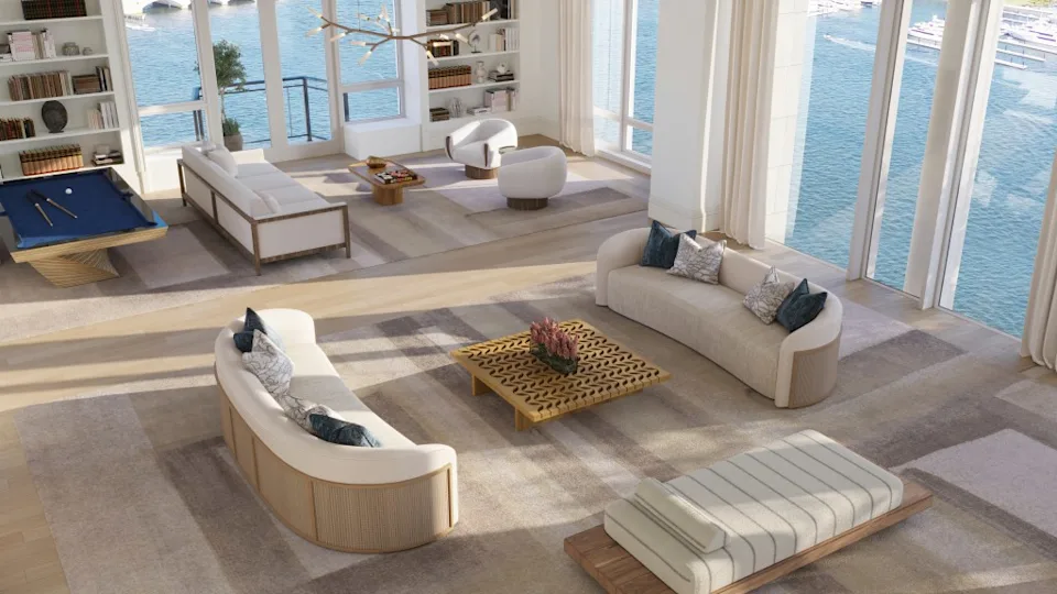 Double height ceilings add drama to the home. Courtesy of Related Ross