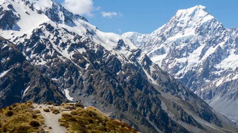 A view of Mount Cook from the Sealy Tarns Trail in New Zealand