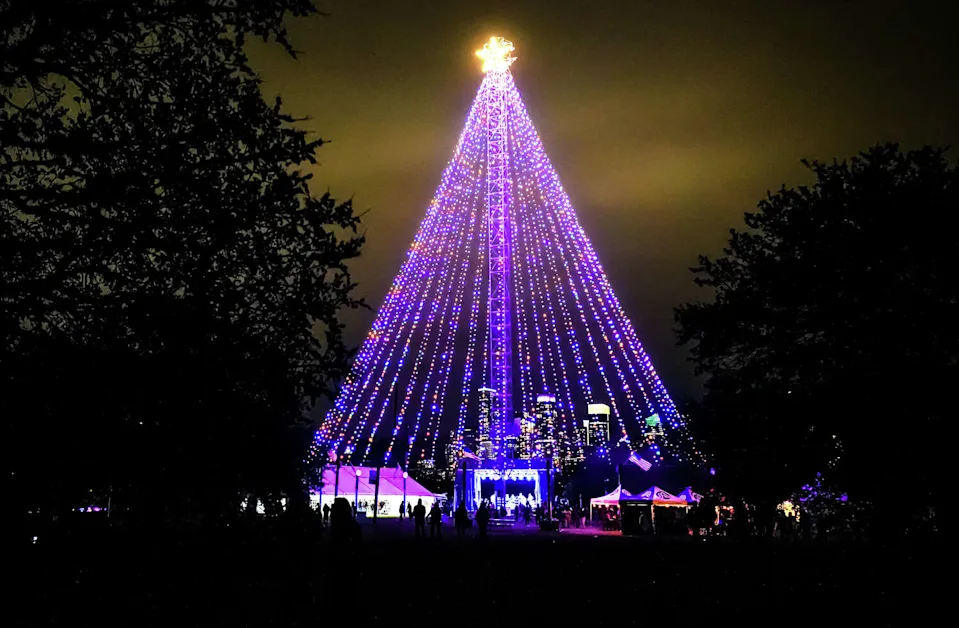 The Zilker Holiday Tree has 3,309 bulbs and stands 155 feet above Zilker Park on Sunday, Nov. 30, 2025 in Austin. (Aaron E. Martinez/Austin American-Statesman)
