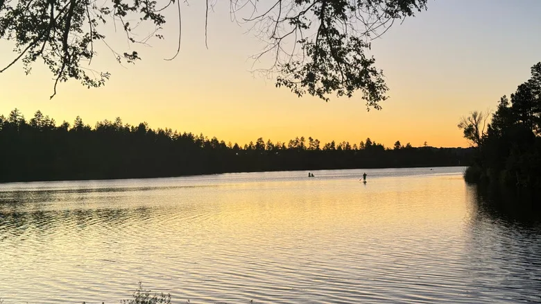 Yellow sunset over Lynx Lake in Arizona