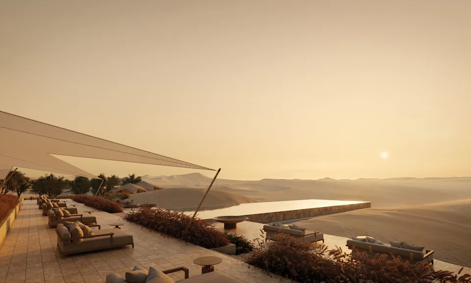 The much-anticipated Malkai is actually three experiences in one, with guests traveling between sites across coastal plains, mountains, and rolling desert sands.