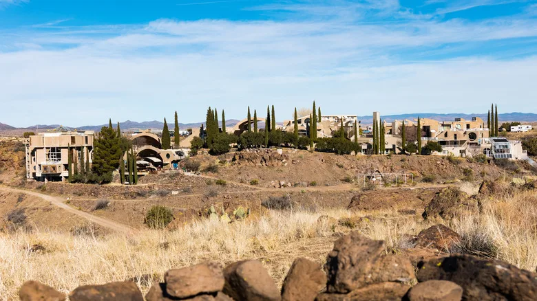 View of Arcosanti, Arizona, from afar