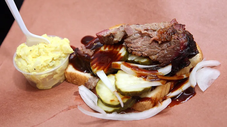 Brisket and potato salad from Franklin barbeque restaurant