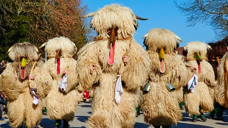 People in traditional Kurent costume