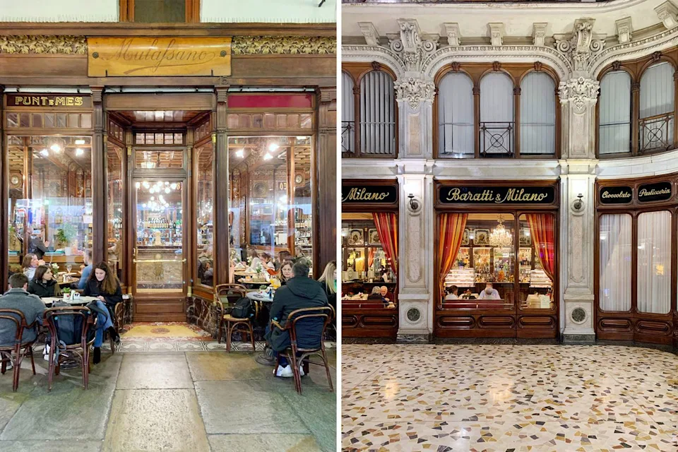 Laura Itzkowitz/Travel + Leisure Entrances to restaurants in Turin.