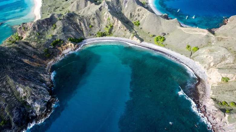 Padar Island with breathtaking beaches and hills