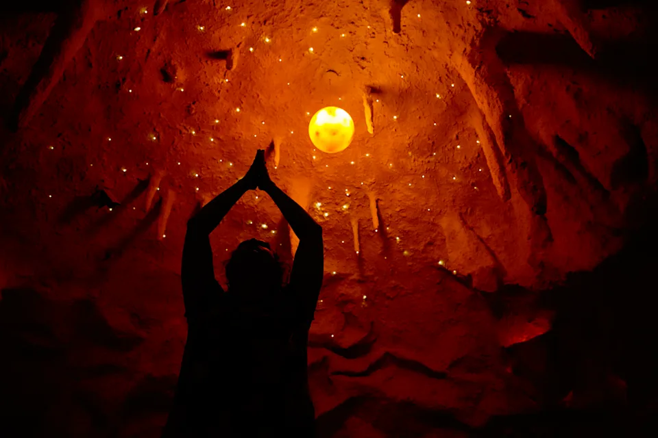 Yoga in salt cave in West Virginia