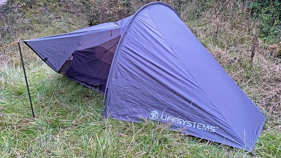 The Lifesystems Solo Peak Tent shown with the porch