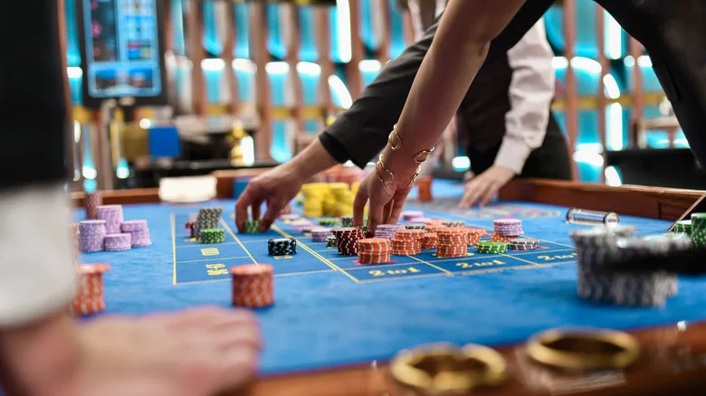A view of a craps table in a casino