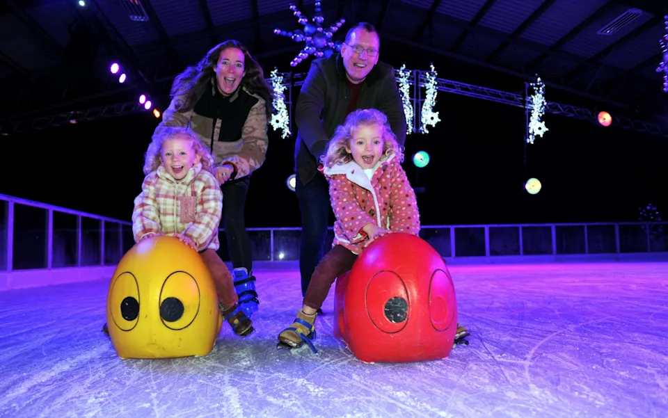 An indoor ice rink is perfect for family entertainment at Winter Glow