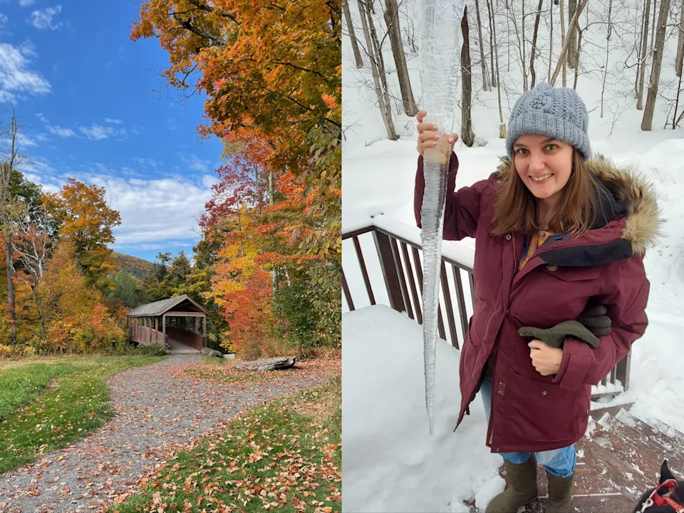 Autumn and winter in the Catskills.