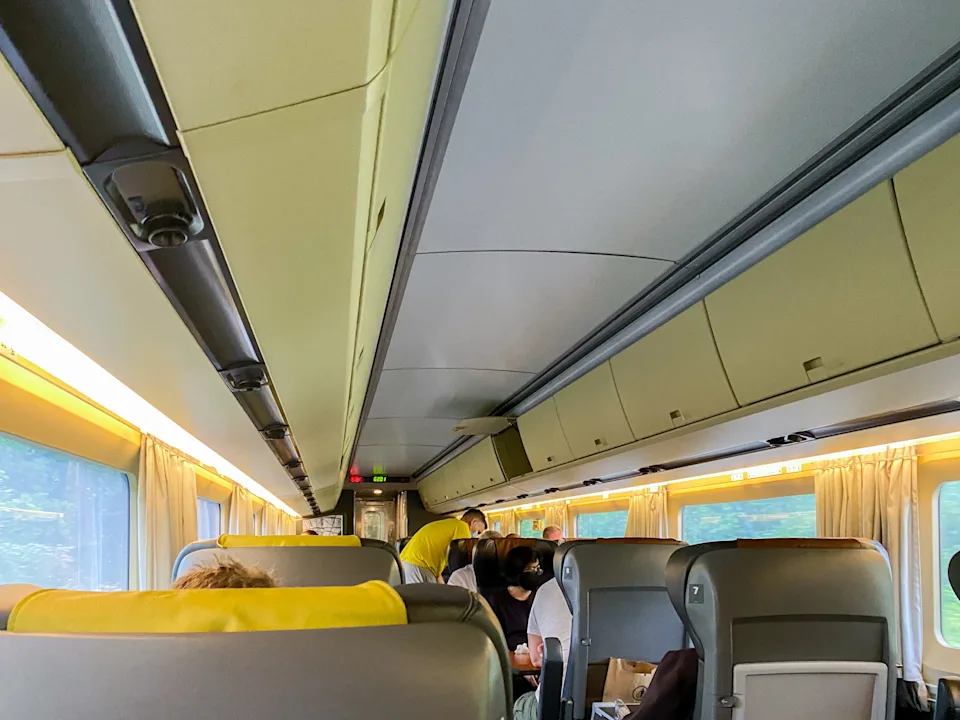 Inside business class car on Via Rail