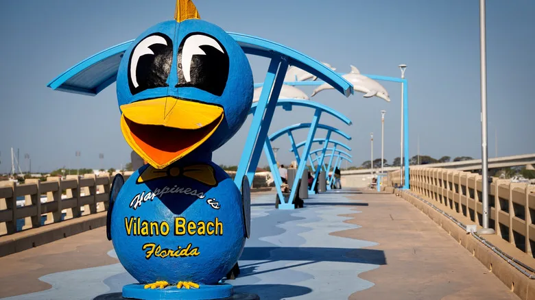 The iconic Bluebird of Happiness on Vilano Beach Pier