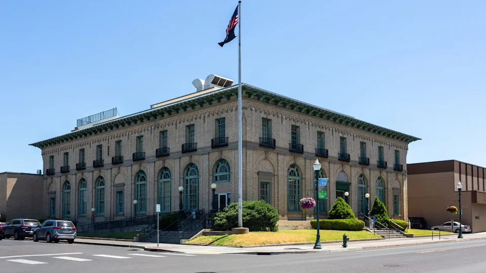 Walla Walla, Washington, USA - July 1st, 2023: United States Post Office and Court House building in downtown