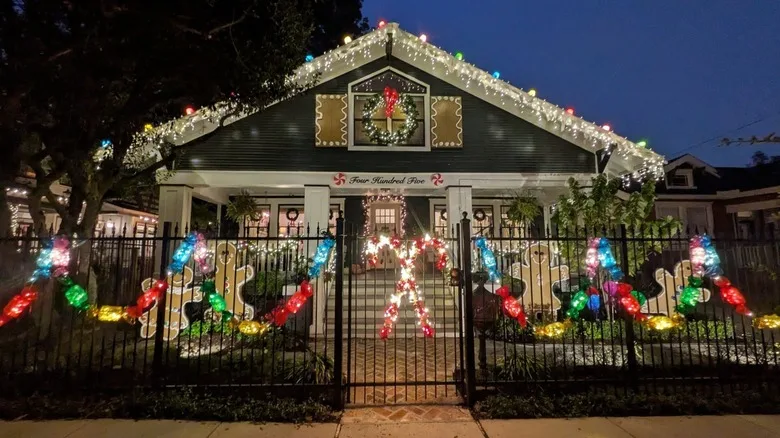 House decorated with Christmas lights in Texas