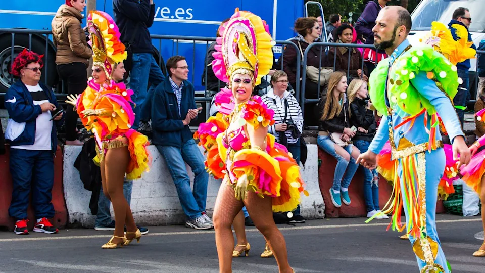 TENERIFE, SPAIN - MAR 4: In the famous Carnival the Santa Cruz de Tenerife, characters and groups to the rhythm of percussion. March 4, 2014, Tenerife, Canary Islands, Spain.
