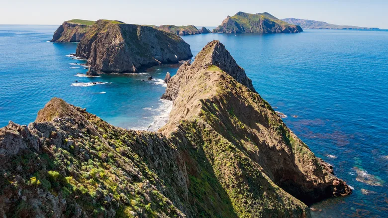 A view of the Channel Islands on a clear bright day from above