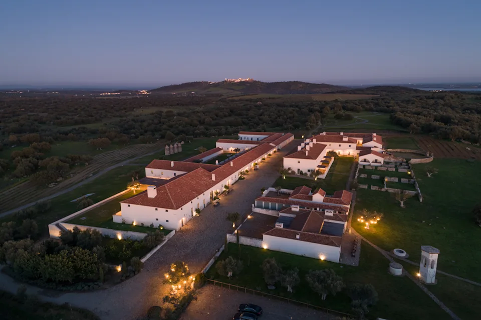 Evening aerial view of São Lourenço do Barrocal