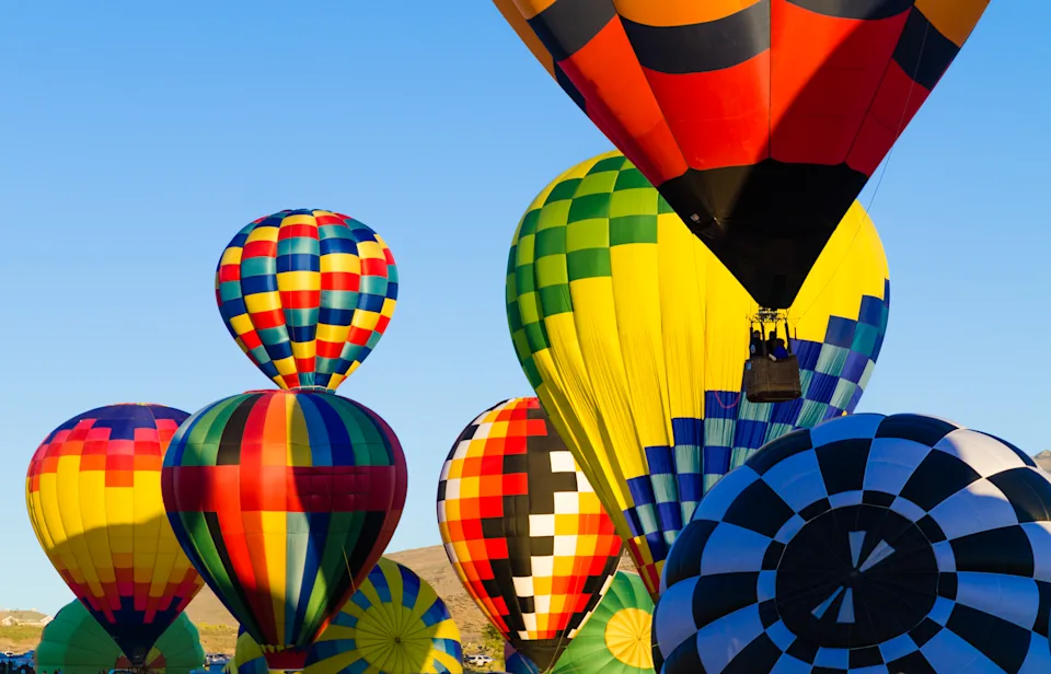 Hot air balloons accending to the sky during show