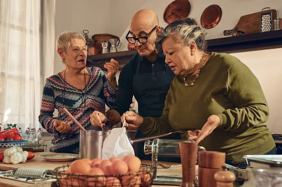 Matt Holyoak/Apple Stanley and a group of Italian nonnas cooking together in upcoming collaboration with Apple.