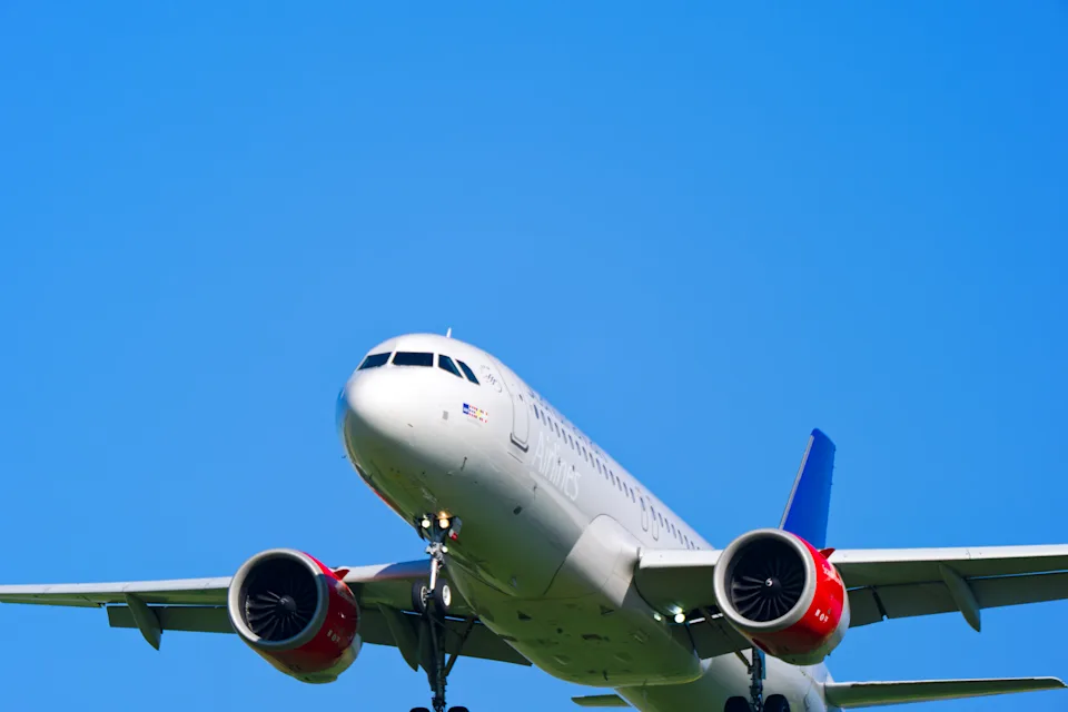 Passenger airplane SAS Airbus A320neo registration SE-ROD landing at Swiss Airport Zürich Kloten on a sunny spring day. Photo taken May 1st, 2025, Zurich Kloten, Switzerland.