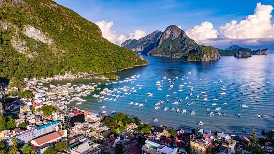 Aerial view of El Nido in the north of the Palawan Island, Philippines