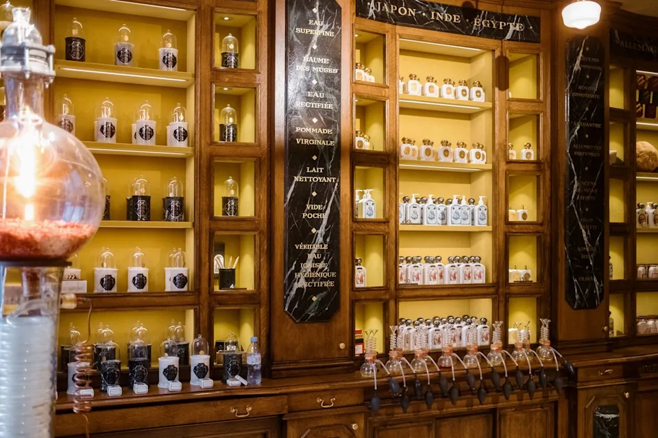 Violeta Smirnova/Travel + Leisure Shelves of perfume in Officine Universelle Buly.