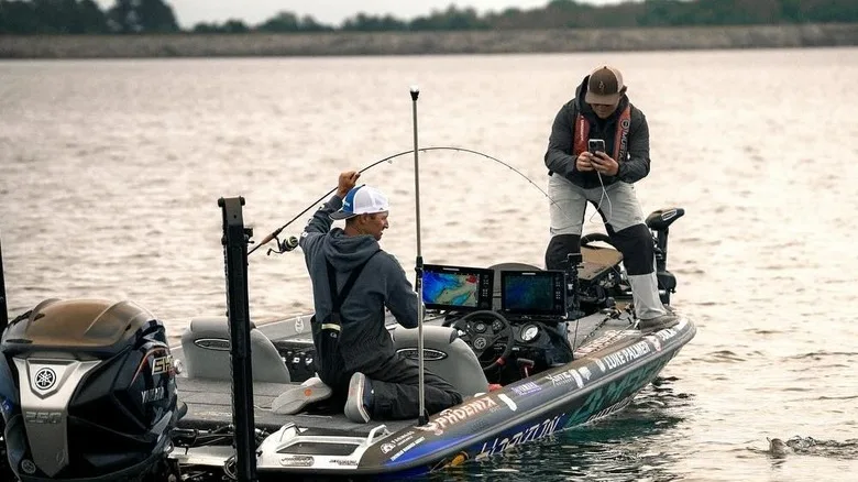 Fisherman in a boat on Lake Hartwell