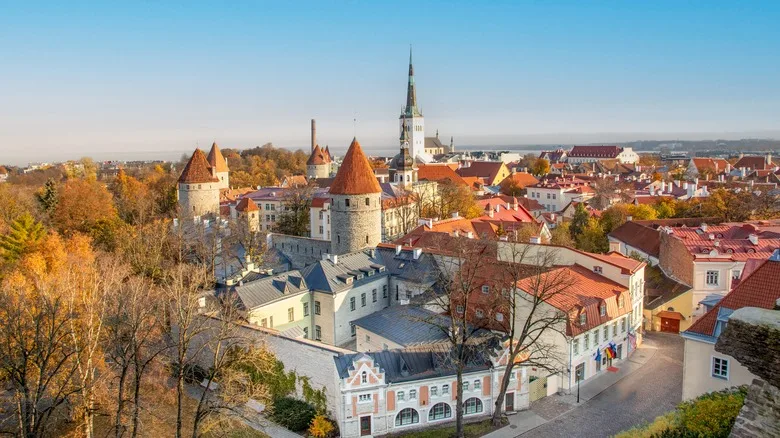 Scenic skyline of Tallinn seen from a nearby hill