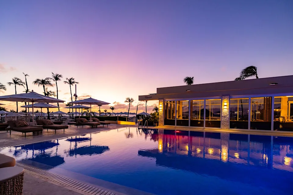 Bucuti & Tara The pool at Bucuti & Tara during sunset.