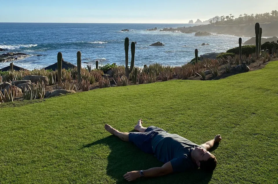 Adam Devine Adam laying in the sun in Cabo San Lucas.