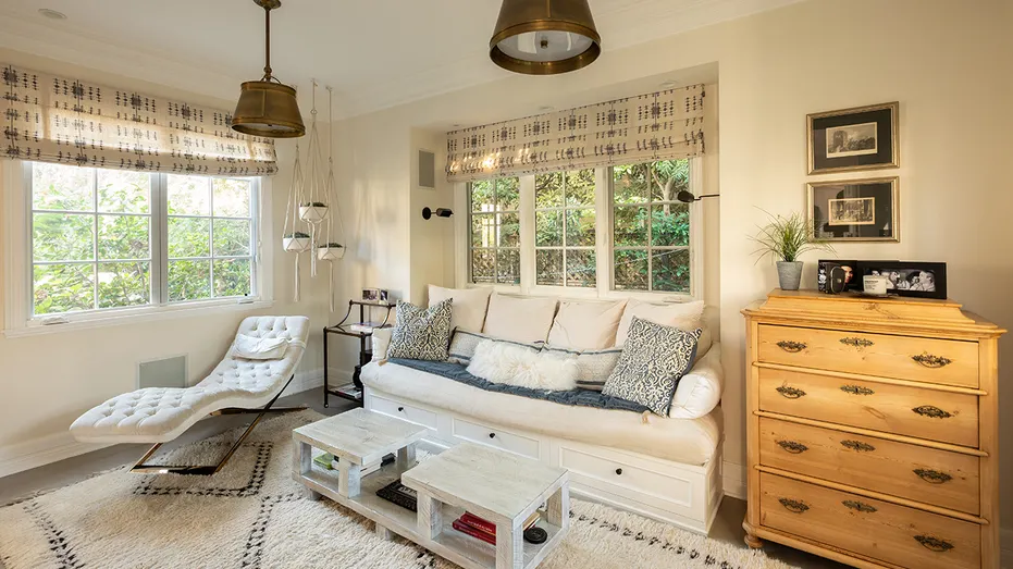 A den which can be used as a library or a media room can be found elsewhere in the home.