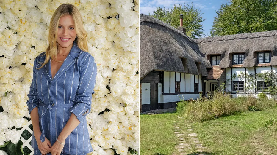 A split of Sienna Miller and her cottage in the countryside.