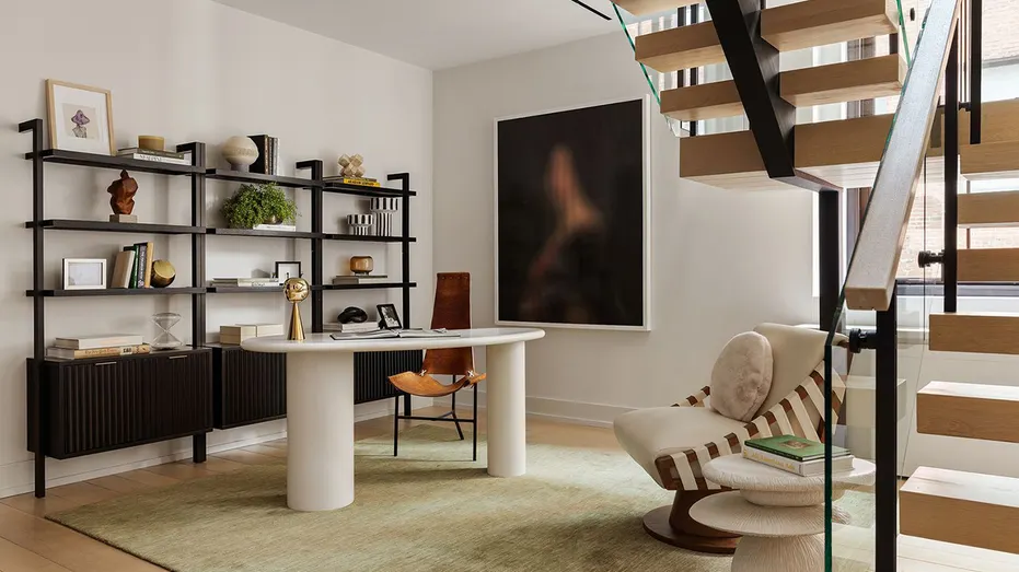 The home also has a home office next to the stairs.