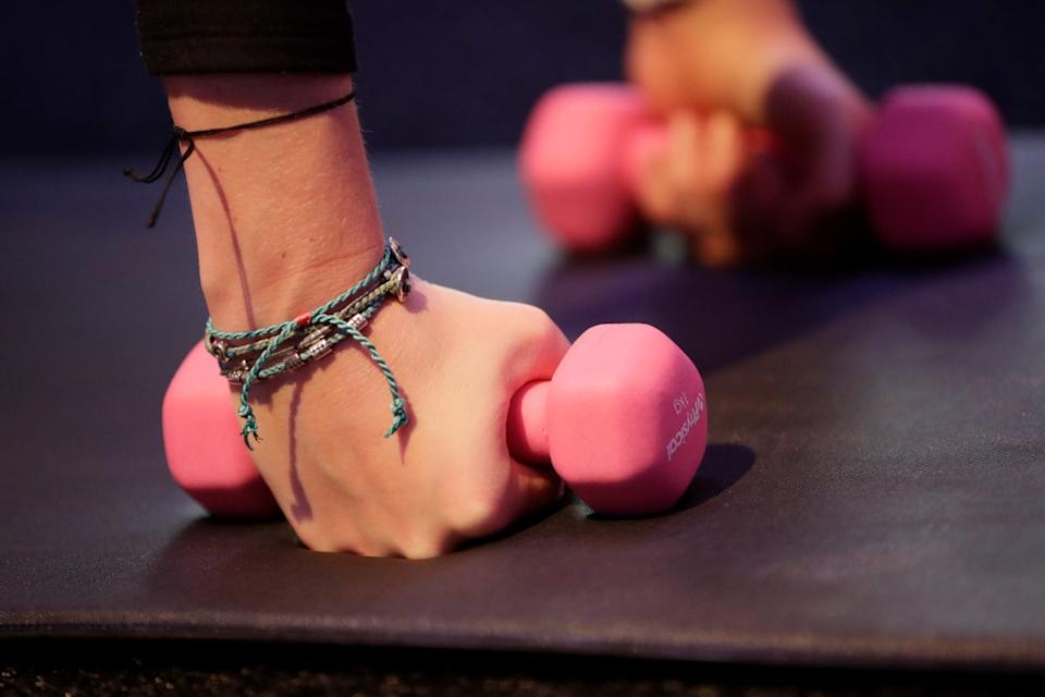 A general view of equipment as participants take part in a Kobox workout ([